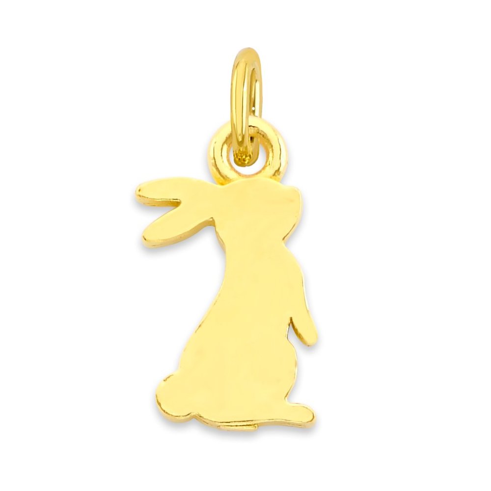 Solid 10k Gold Rabbit Charm - Tiny Cute Animal Charm - Golden Fire Jewelry